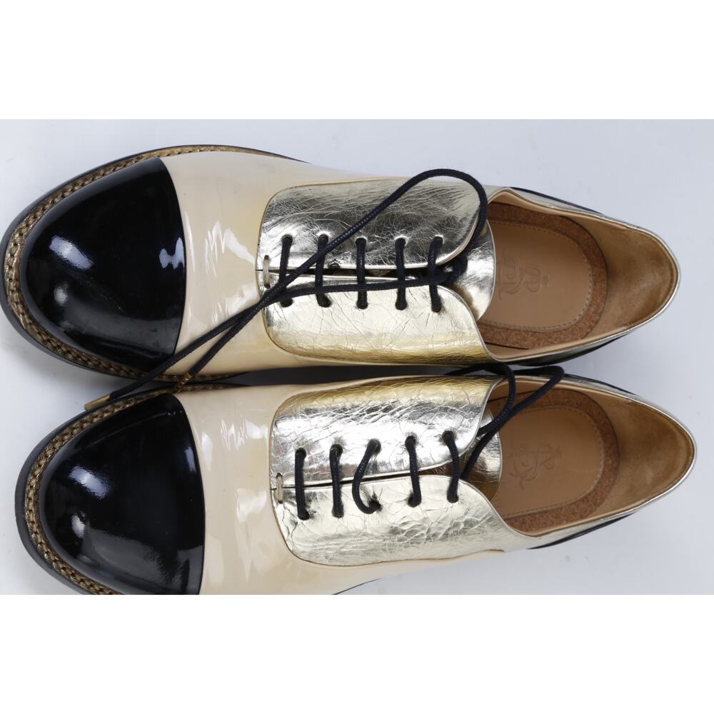 The Office OF Angela Scott Oxfords 38.5 Mr Colin Patent Nude Metallic Leather - Picture 9 of 16